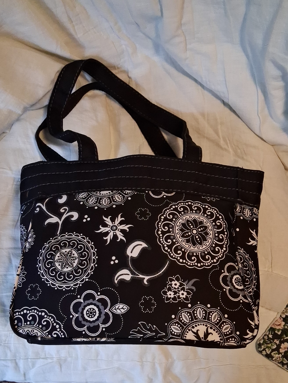 Vera Bradley Black and White Floral Medallion Tote
